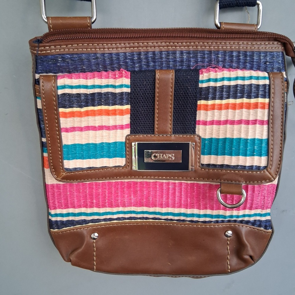 Chaps Multicolor Striped Woven Crossbody Bag Sea‎ Grass Purse
